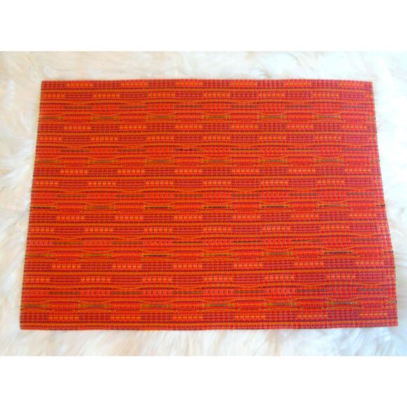 Metroweave Placemats Set 2 Red Orange 19x14" Vinyl Woven Table Mats New - Picture 3 of 5